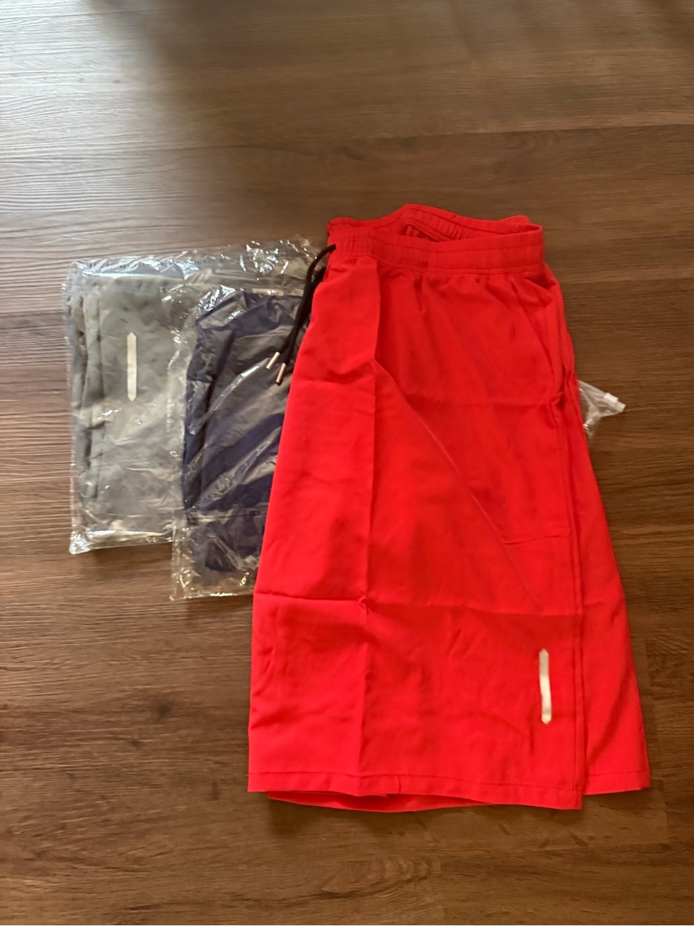 Men’s Red Athletic Shorts with Reflective Accent